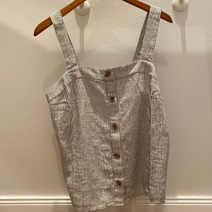 NWT JCREW Striped button-front linen-blend tank